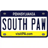 South Paw Pennsylvania State Novelty Metal License Plate 4" x 2.2" (MLP)