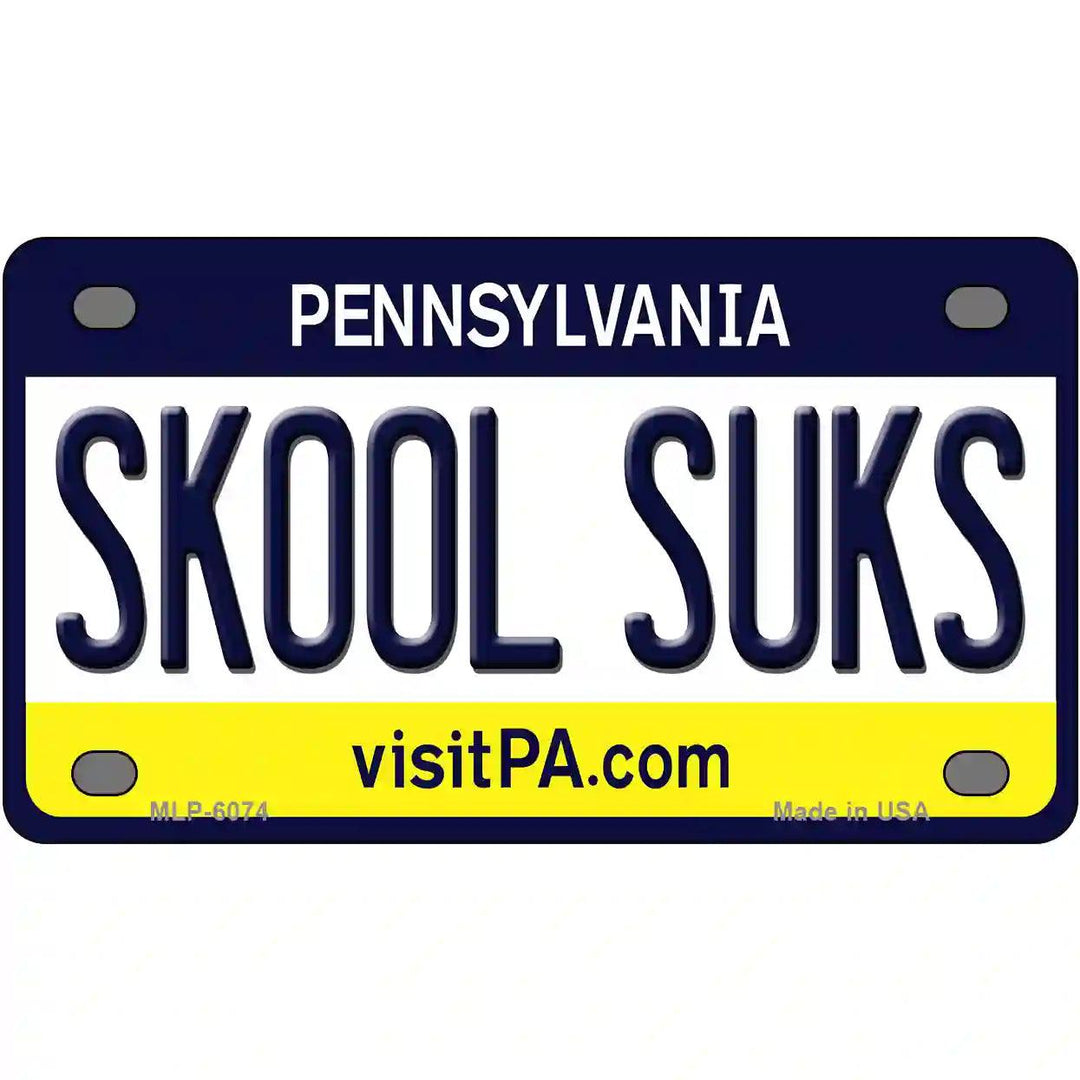 Skool Suks Pennsylvania State Novelty Metal License Plate 4" x 2.2" (MLP)