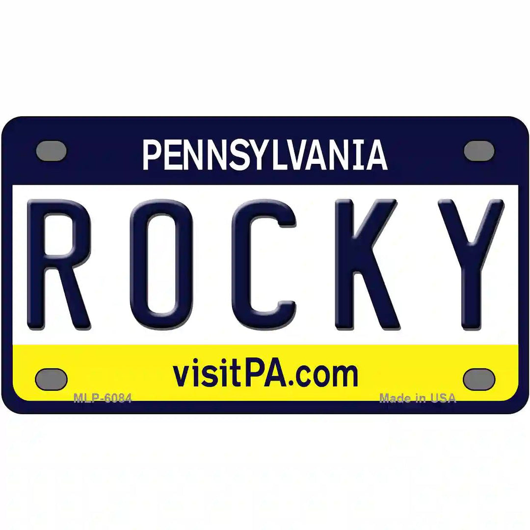 Rocky Pennsylvania State Novelty Metal License Plate 4" x 2.2" (MLP)