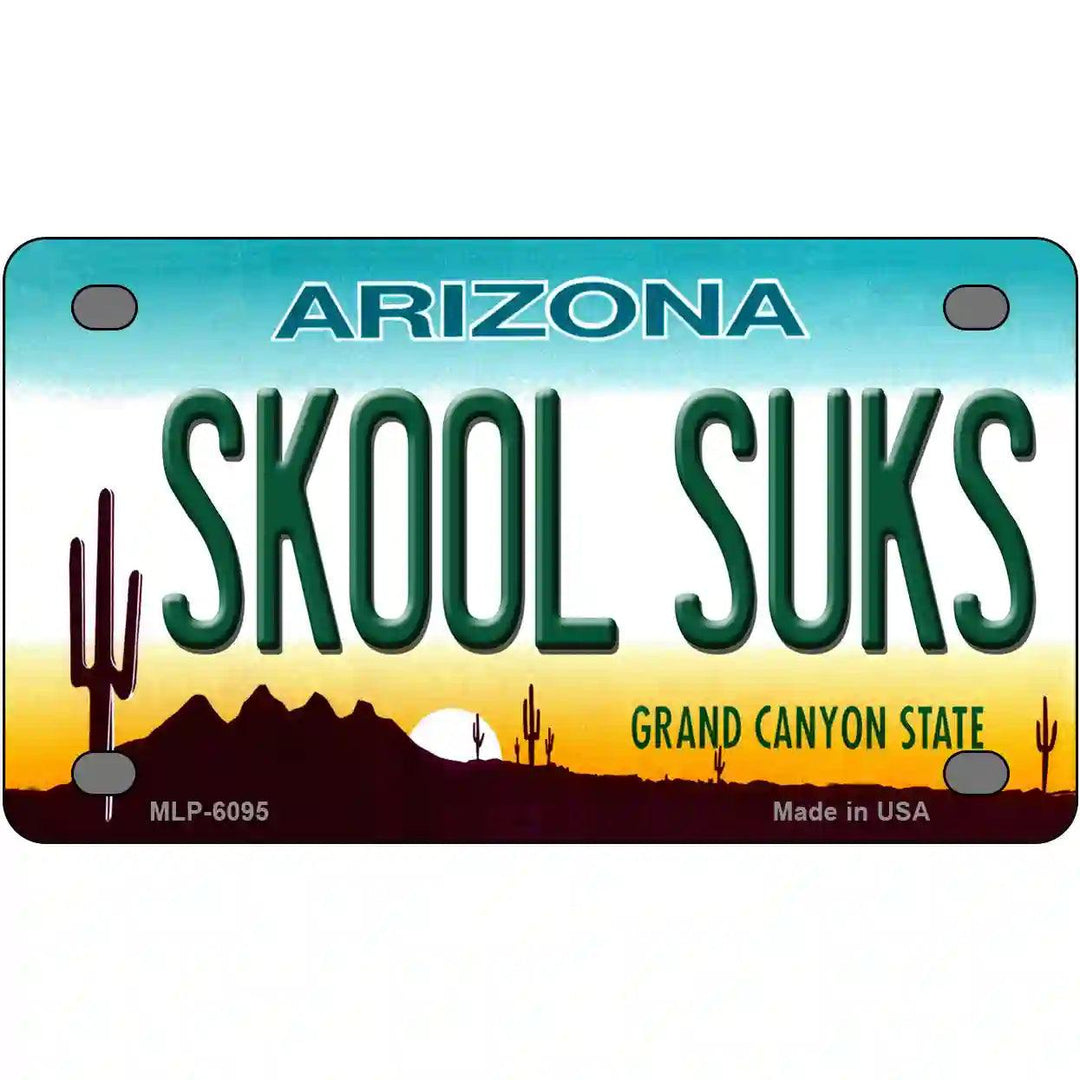 Arizona Skool Suks Novelty Metal License Plate 4" x 2.2" (MLP)