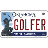 Golfer Oklahoma Novelty Metal License Plate 4" x 2.2" (MLP)