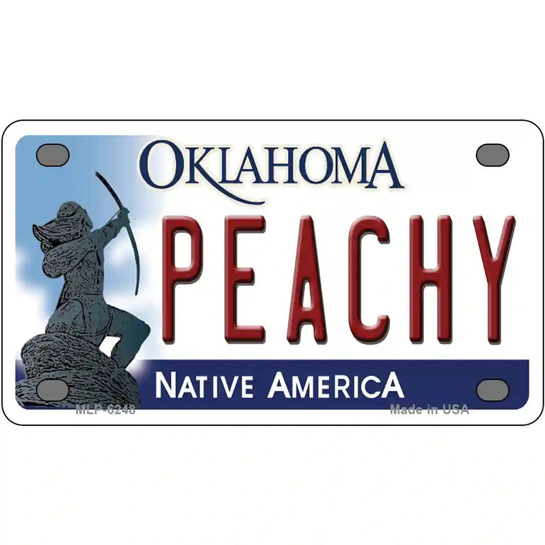 Peachy Oklahoma Novelty Metal License Plate 4" x 2.2" (MLP)