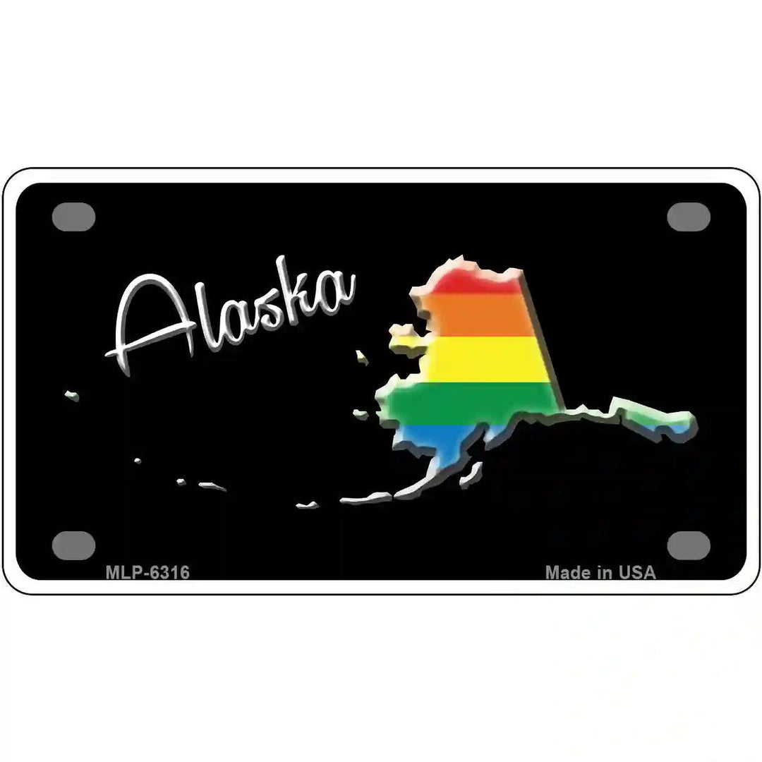 Alaska Rainbow Metal Novelty License Plate 4" x 2.2" (MLP)