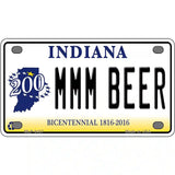 MMM Beer Indiana Novelty Metal License Plate 4" x 2.2" (MLP)