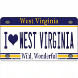 I Love West Virginia Novelty Metal License Plate 4" x 2.2" (MLP)