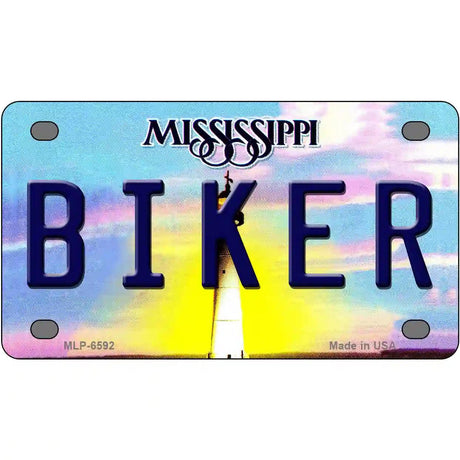 Biker Mississippi Novelty Metal License Plate 4" x 2.2" (MLP)