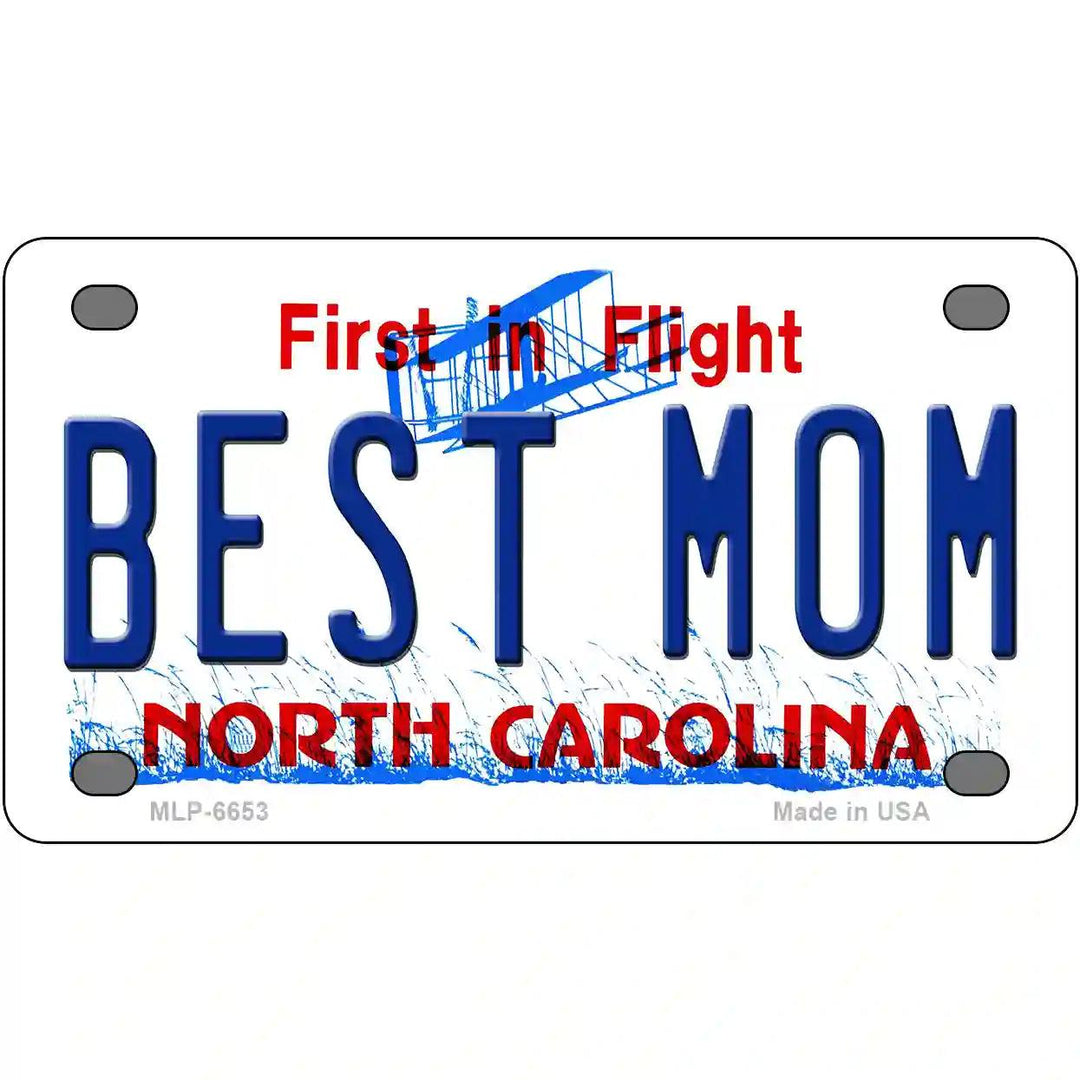 Best Mom North Carolina Novelty Metal License Plate 4" x 2.2" (MLP)