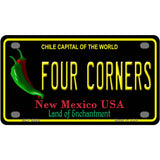 Four Corners Black New Mexico Novelty Metal License Plate 4" x 2.2" (MLP)