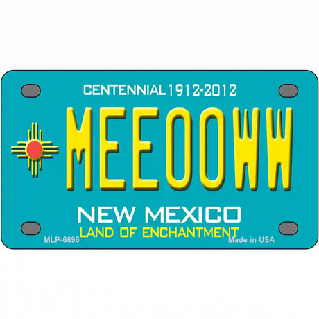 Meeooww New Mexico Novelty Metal License Plate 4" x 2.2" (MLP)