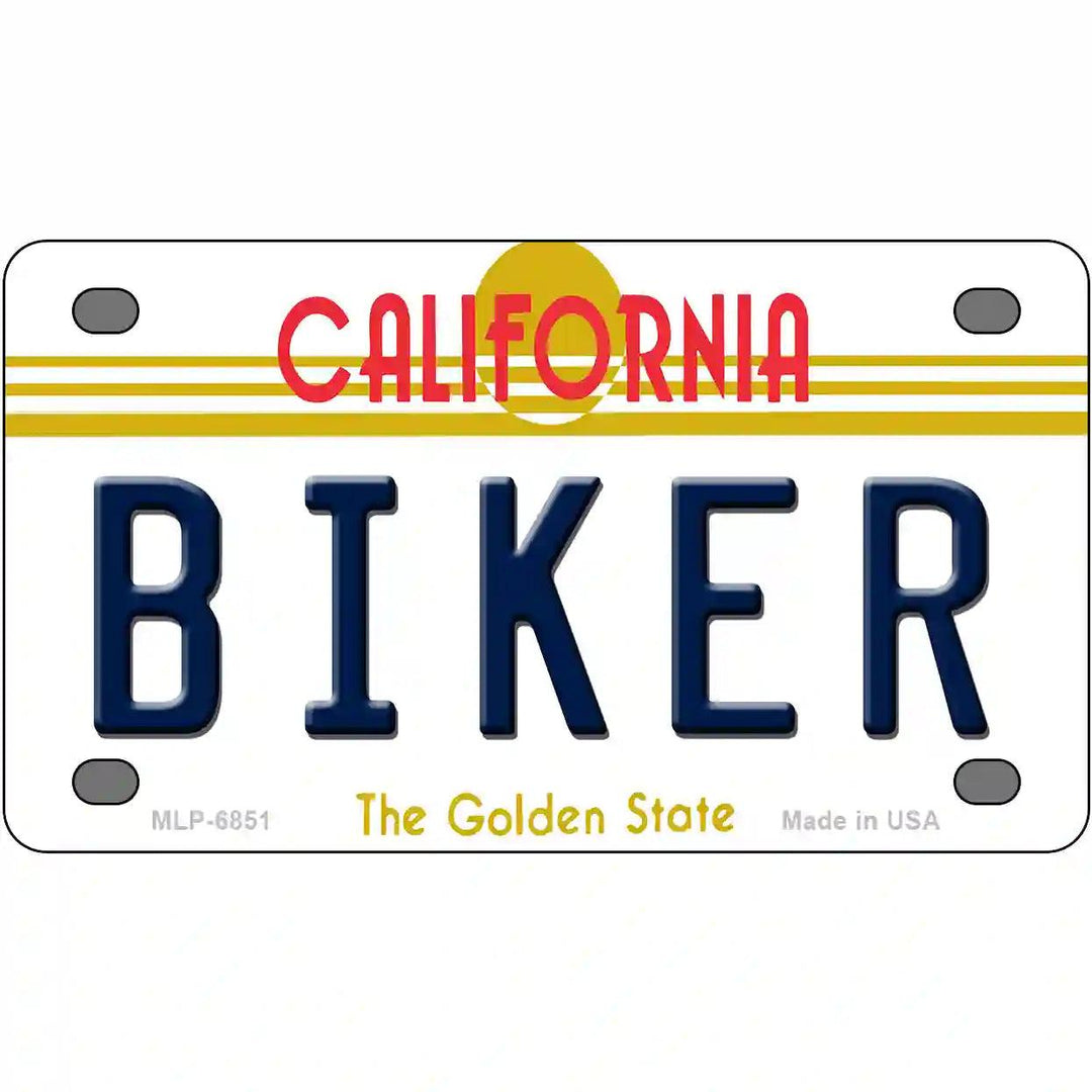 Biker California Novelty Metal License Plate 4" x 2.2" (MLP)