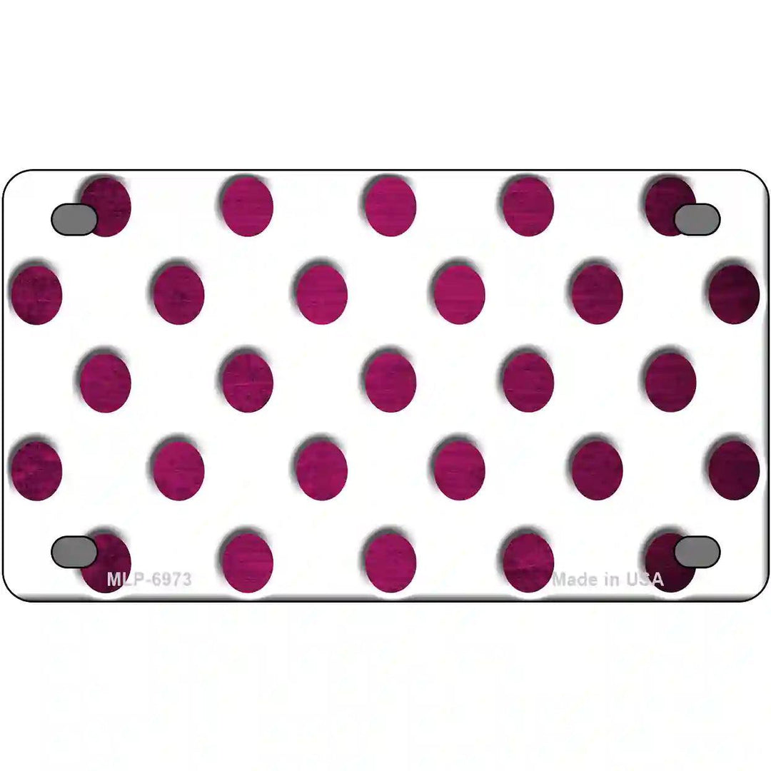 Pink White Dots Oil Rubbed Metal Novelty License Plate 4" x 2.2" (MLP)
