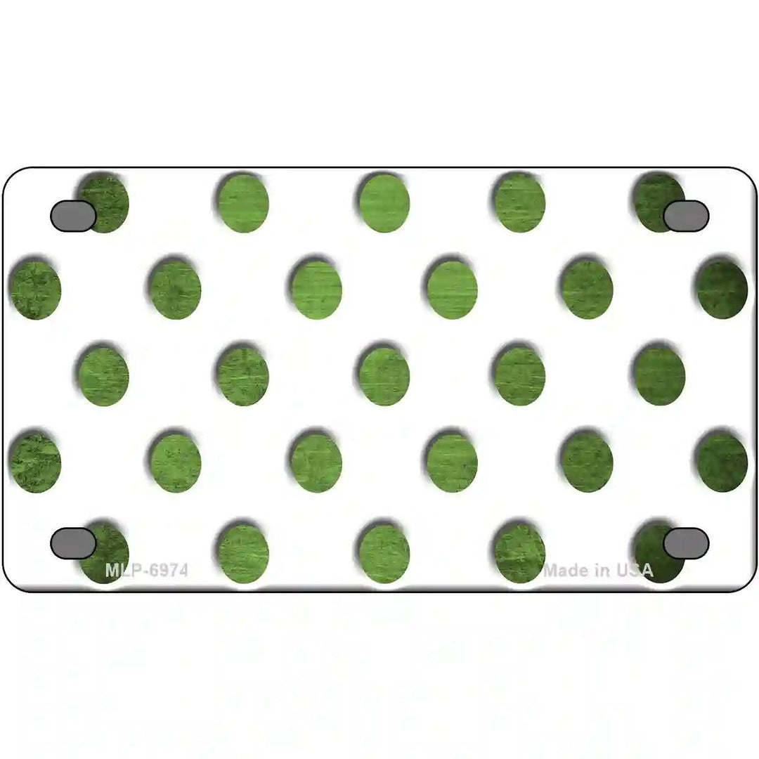 Lime Green White Dots Oil Rubbed Metal Novelty License Plate 4" x 2.2" (MLP)
