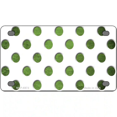 Lime Green White Dots Oil Rubbed Metal Novelty License Plate 4" x 2.2" (MLP)