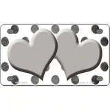 Gray White Dots Hearts Oil Rubbed Metal Novelty License Plate 4" x 2.2" (MLP)