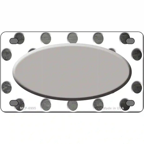 Gray White Dots Oval Oil Rubbed Metal Novelty License Plate 4" x 2.2" (MLP)