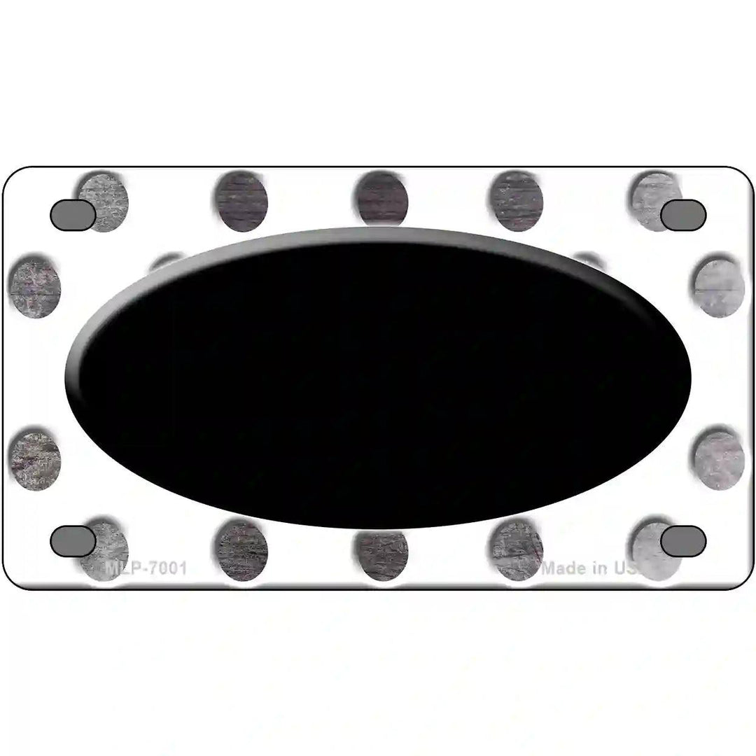 Black White Dots Oval Oil Rubbed Metal Novelty License Plate 4" x 2.2" (MLP)