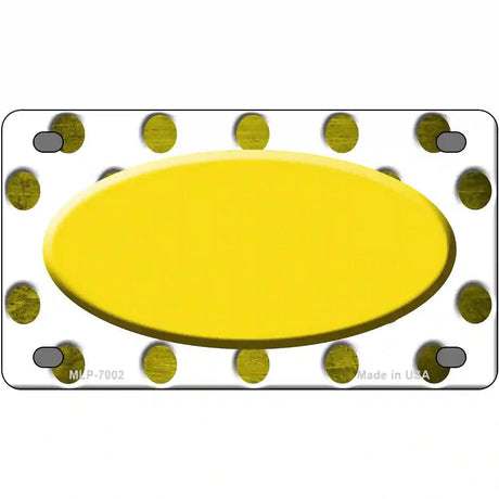 Yellow White Dots Oval Oil Rubbed Metal Novelty License Plate 4" x 2.2" (MLP)