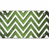 Lime Green White Chevron Oil Rubbed Metal Novelty License Plate 4" x 2.2" (MLP)