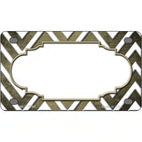 Gold White Chevron Scallop Oil Rubbed Metal Novelty License Plate 4" x 2.2" (MLP)