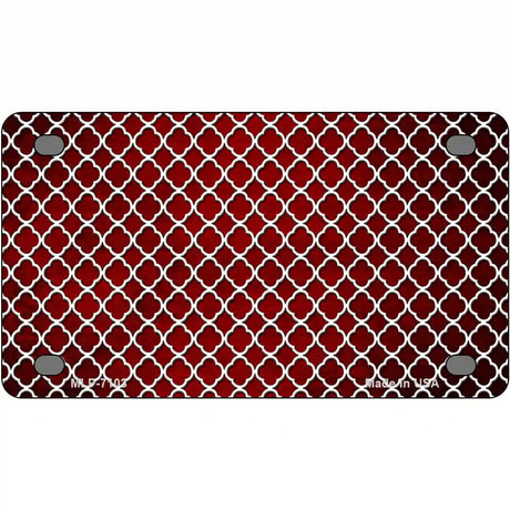 Red White Quatrefoil Oil Rubbed Metal Novelty License Plate 4" x 2.2" (MLP)