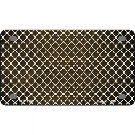 Brown White Quatrefoil Oil Rubbed Metal Novelty License Plate 4" x 2.2" (MLP)