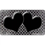 Black White Quatrefoil Hearts Oil Rubbed Metal Novelty License Plate 4" x 2.2" (MLP)