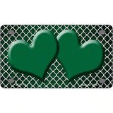 Green White Quatrefoil Hearts Oil Rubbed Metal Novelty License Plate 4" x 2.2" (MLP)