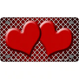 Red White Quatrefoil Hearts Oil Rubbed Metal Novelty License Plate 4" x 2.2" (MLP)