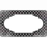 Black White Quatrefoil Scallop Oil Rubbed Metal Novelty License Plate 4" x 2.2" (MLP)