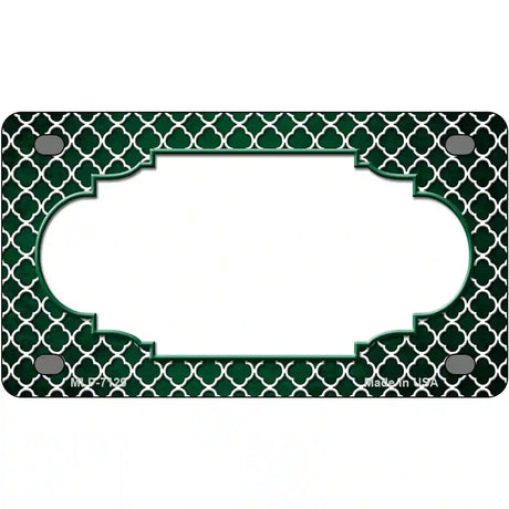 Green White Quatrefoil Scallop Oil Rubbed Metal Novelty License Plate 4" x 2.2" (MLP)