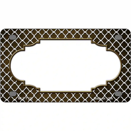 Brown White Quatrefoil Scallop Oil Rubbed Metal Novelty License Plate 4" x 2.2" (MLP)