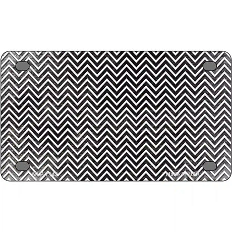 Black White Small Chevron Oil Rubbed Metal Novelty License Plate 4" x 2.2" (MLP)