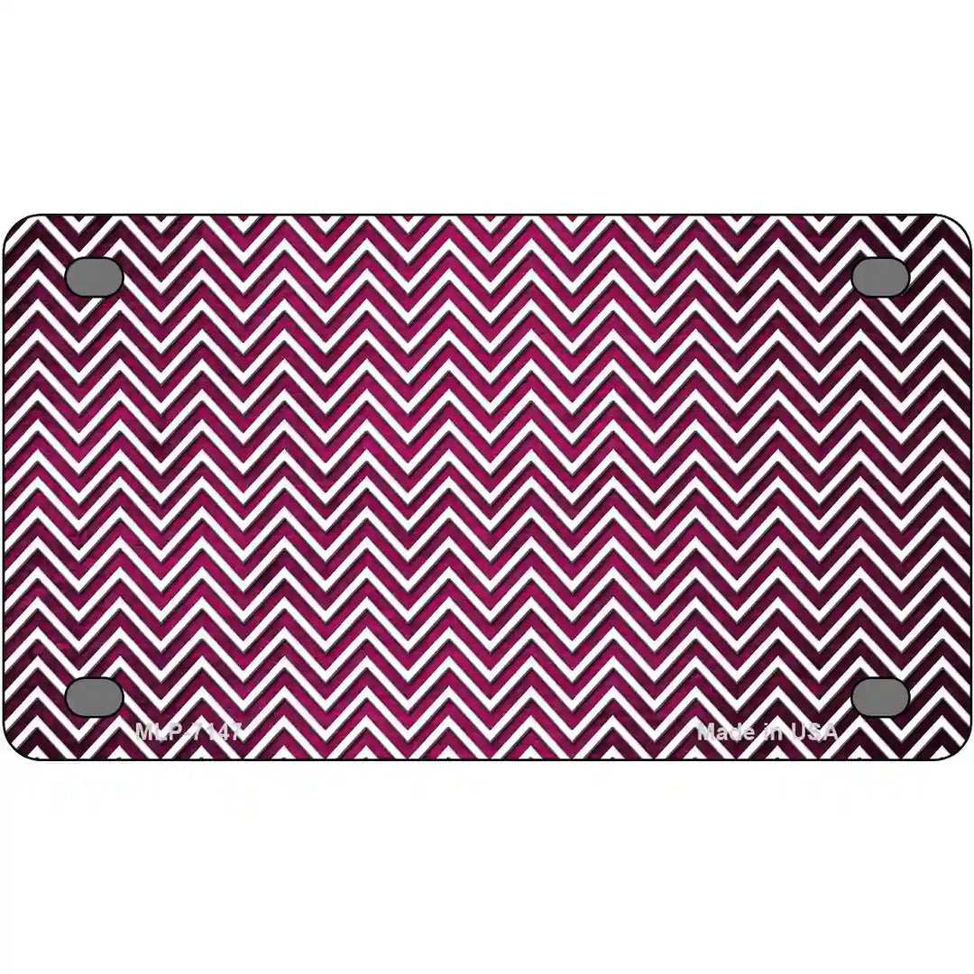 Pink White Small Chevron Oil Rubbed Metal Novelty License Plate 4" x 2.2" (MLP)