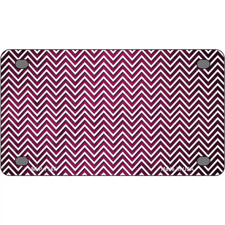 Pink White Small Chevron Oil Rubbed Metal Novelty License Plate 4" x 2.2" (MLP)
