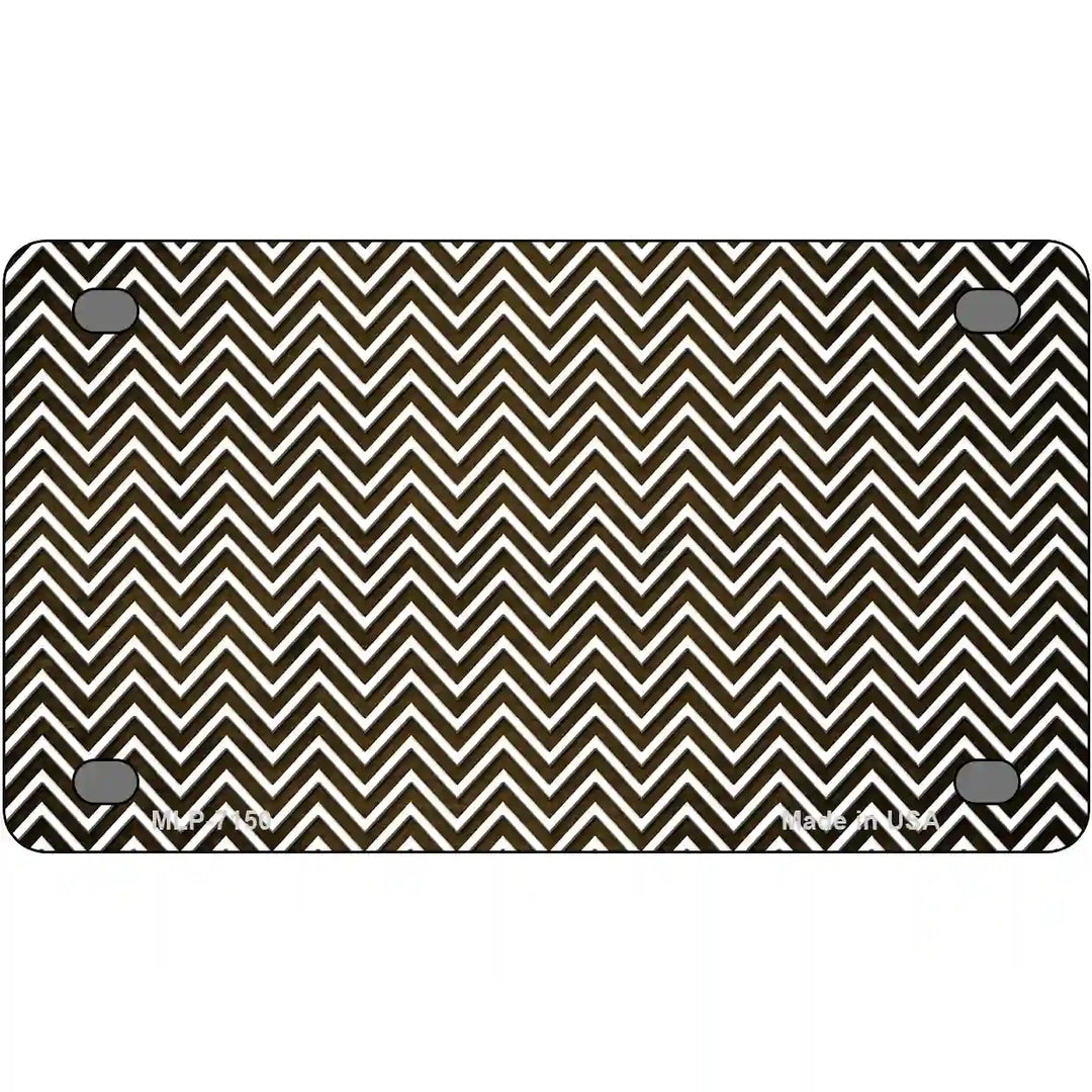Brown White Small Chevron Oil Rubbed Metal Novelty License Plate 4" x 2.2" (MLP)