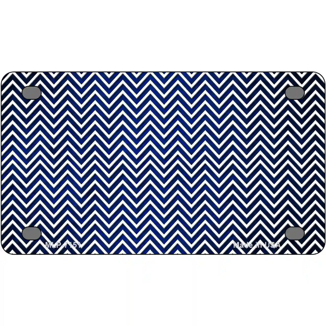Blue White Small Chevron Oil Rubbed Metal Novelty License Plate 4" x 2.2" (MLP)