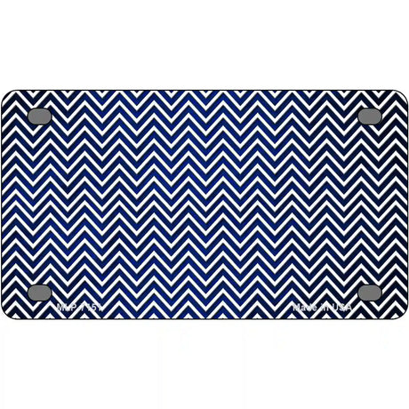 Blue White Small Chevron Oil Rubbed Metal Novelty License Plate 4" x 2.2" (MLP)