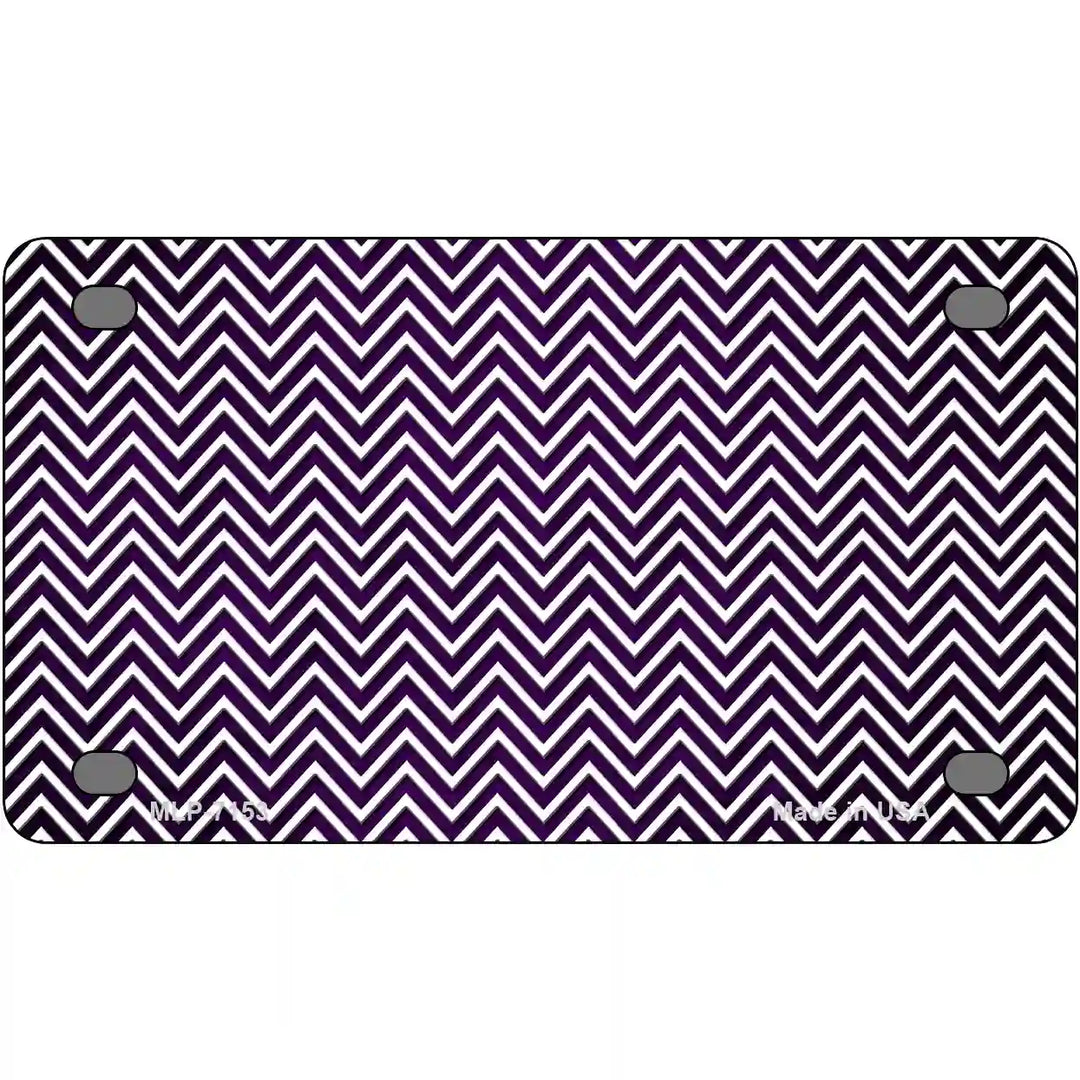 Purple White Small Chevron Oil Rubbed Metal Novelty License Plate 4" x 2.2" (MLP)