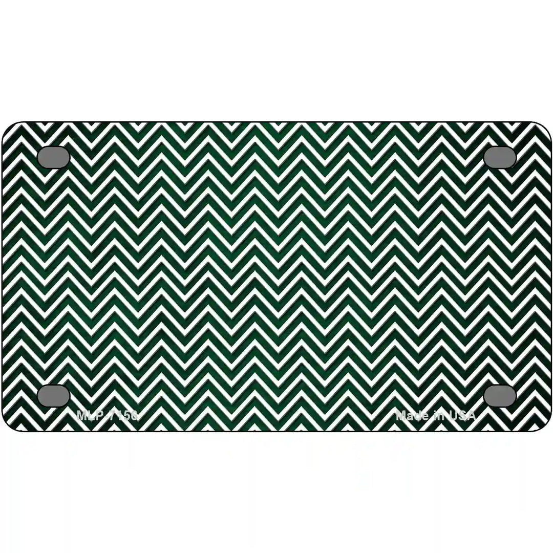 Green White Small Chevron Oil Rubbed Metal Novelty License Plate 4" x 2.2" (MLP)