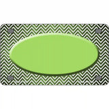 Lime Green White Small Chevron Oval Oil Rubbed Metal Novelty License Plate 4" x 2.2" (MLP)