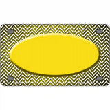 Yellow White Small Chevron Oval Oil Rubbed Metal Novelty License Plate 4" x 2.2" (MLP)