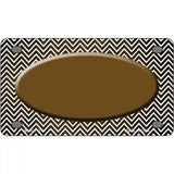 Brown White Small Chevron Oval Oil Rubbed Metal Novelty License Plate 4" x 2.2" (MLP)
