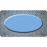 Light Blue White Small Chevron Oval Oil Rubbed Metal Novelty License Plate 4" x 2.2" (MLP)