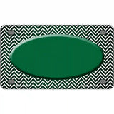Green White Small Chevron Oval Oil Rubbed Metal Novelty License Plate 4" x 2.2" (MLP)