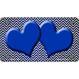 Blue White Small Chevron Hearts Oil Rubbed Metal Novelty License Plate 4" x 2.2" (MLP)