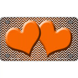 Orange White Small Chevron Hearts Oil Rubbed Metal Novelty License Plate 4" x 2.2" (MLP)