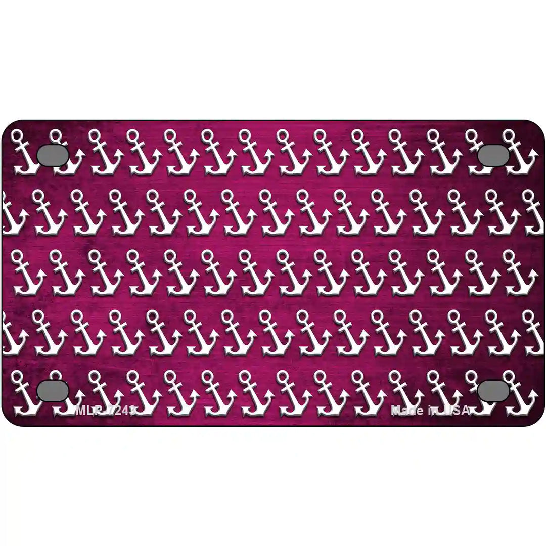 Pink White Anchor Oil Rubbed Metal Novelty License Plate 4" x 2.2" (MLP)