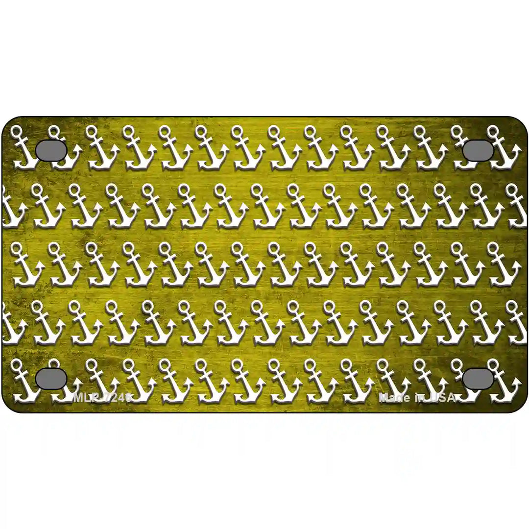 Yellow White Anchor Oil Rubbed Metal Novelty License Plate 4" x 2.2" (MLP)