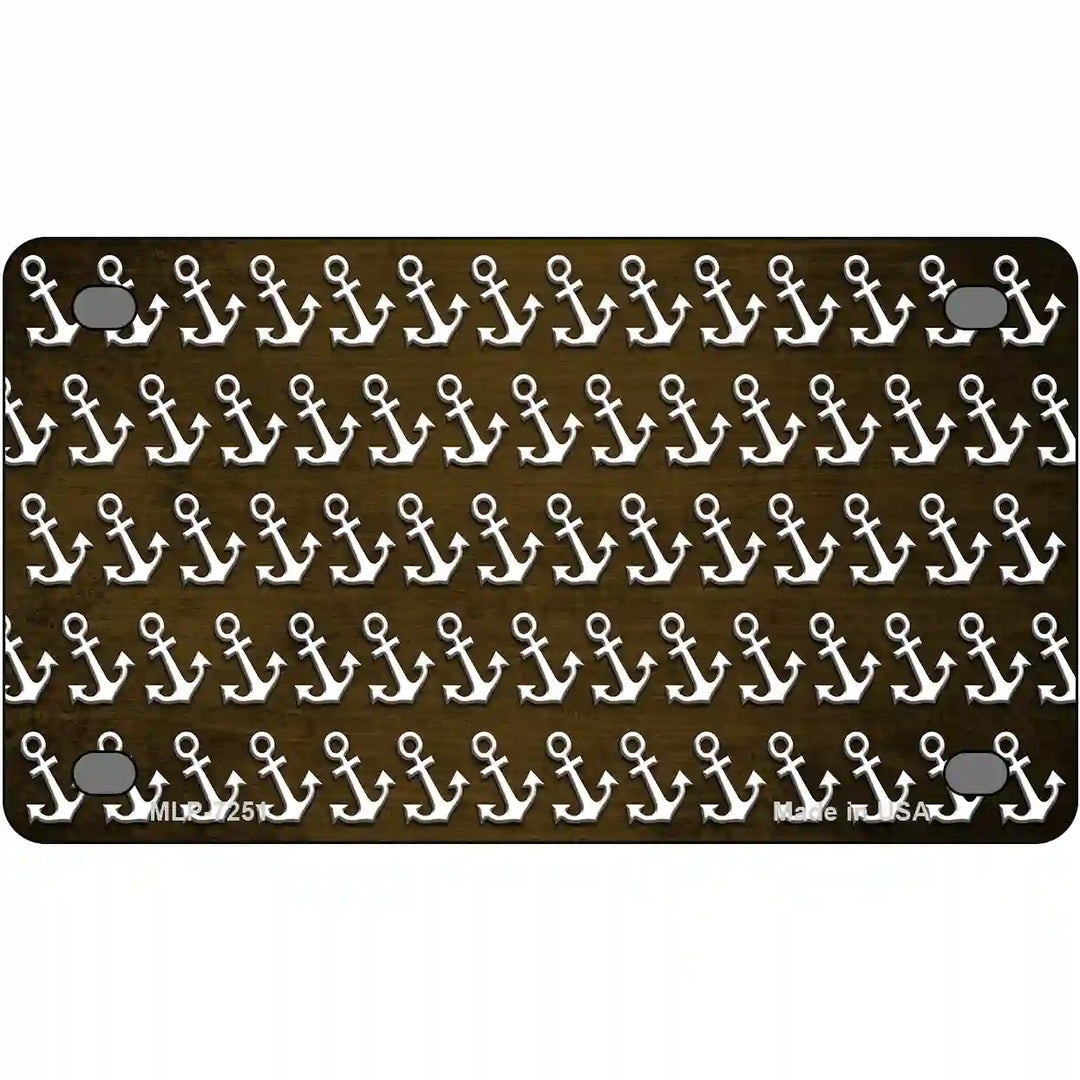 Brown White Anchor Oil Rubbed Metal Novelty License Plate 4" x 2.2" (MLP)