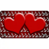 Red White Anchor Hearts Oil Rubbed Metal Novelty License Plate 4" x 2.2" (MLP)